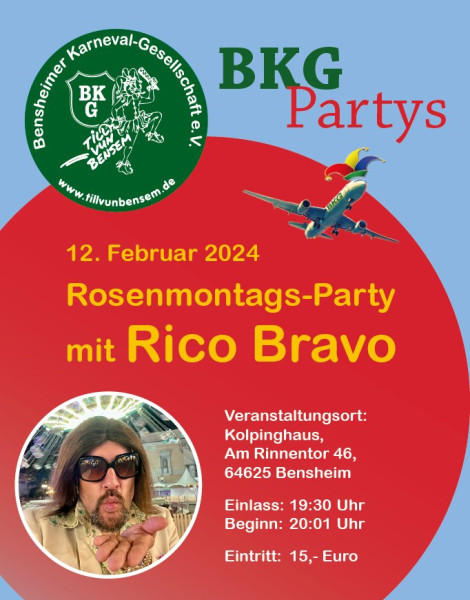 Eintrittskarte Rosenmontags-Party 2024